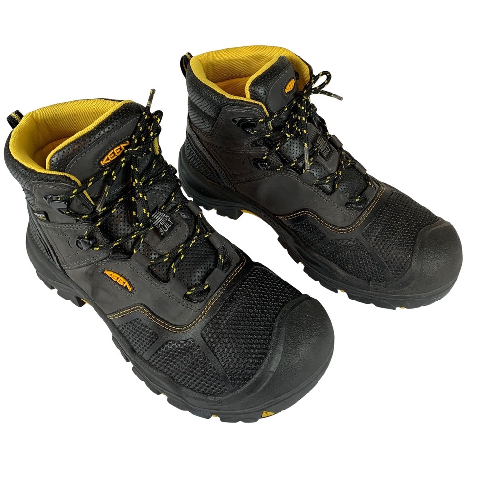 KEEN Utility Mens Waterproof Composite Toe Work Boots Black Yellow 10.5D